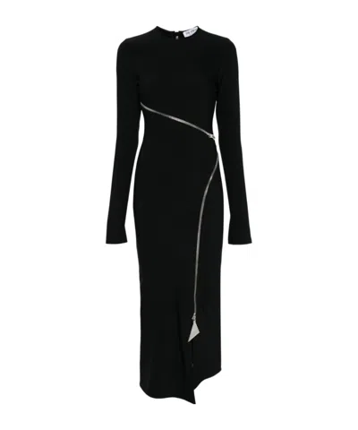 ATTICO THE ATTICO STRETCH ZIP-DETAILED MIDI DRESS