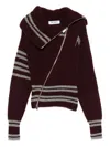 Attico Cropped Knit Sweater With Asymmetrical Zipper In Brown