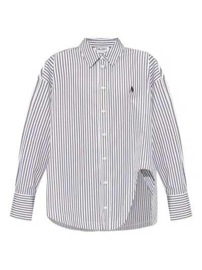 Attico The  Striped Cotton Shirt In Blue