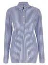 Attico Striped Shirt With Cuffed Long Sleeves In Blue