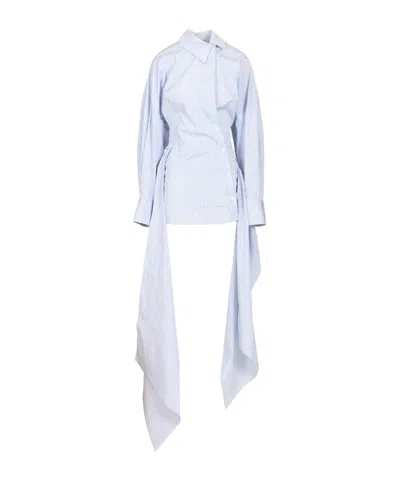 Attico The  Striped Mini Dress In Blue