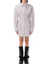 Attico White And Purple Striped Mini Shirt Dress