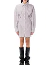 Attico White And Purple Striped Mini Shirt Dress In Purple