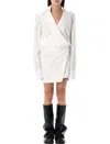 Attico Women's Striped Mini Shirt Dress In White