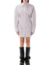 Attico White And Purple Striped Mini Shirt Dress In White Purple