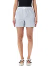 Attico Striped Poplin Shorts Elastic Waistband In Blue