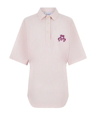 Attico Striped Logo-embroidered Mini Dress In Pink