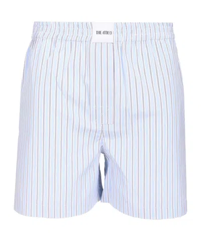 Attico The  Striped Shorts In Blue