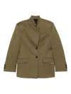 Attico Green Jacket With Asymmetric Closure On The Front In Green