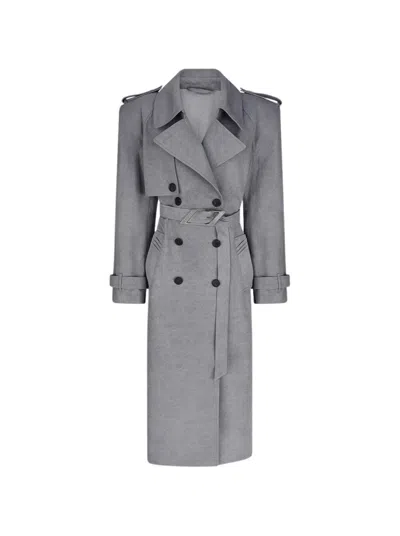 Attico The  Structured Grey Canvas Trench Coat