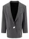 Attico The  Structured Oversized Blazer In Gray