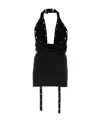 Attico Draped Halter Mini Dress With Open Back In Black