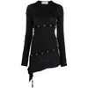 Attico Studded Asymmetric Convertible Dress In Black
