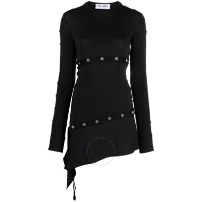 ATTICO THE ATTICO STUDDED ASYMMETRIC CONVERTIBLE ROUND NECK DRESS