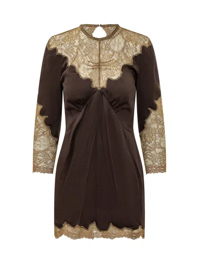 Attico The  Stylish Mini Dress In Brown