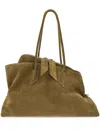 Attico Suede Handle Tote Bag La Passeggiata Medium In Khaki In Beige