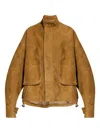Attico Bomber Jacket Made From Suede Leather In Brown