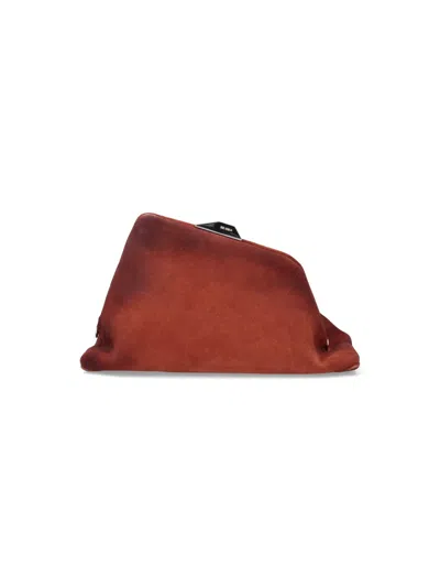 Attico The  Suede Shoulder Bag With Interior Pocket In Brown