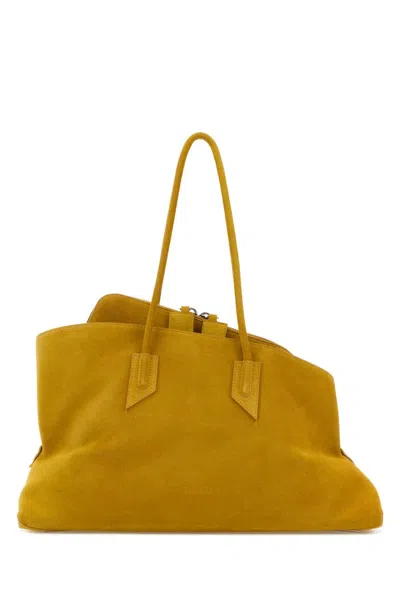 Attico The  Suede Shoulder Bag In Yellow