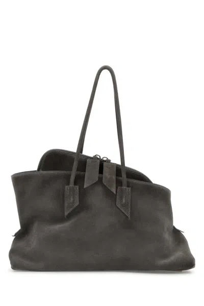 Attico The  Suede Shoulder Shoulder Bag In Gray