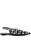 Attico Grid Embellished Suede Ballet Flats