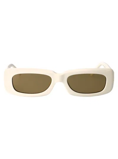 Attico The  Squared Sunglasses 16 C10 Sun In 001 White White Yellow