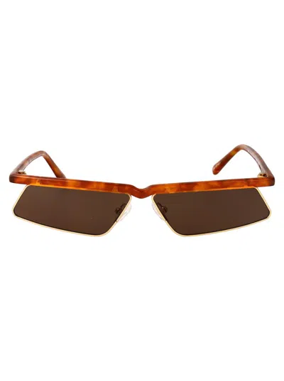 Attico The  Yellow Gold/ Blonde T-shell/ Brown Stainless Steel Sunglasses