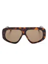 Attico Pilot Square Sunglasses Wide Arms In Brown