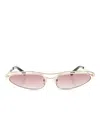 Attico Curved Tips Gold-tone Slim Frame Sunglasses In Pink