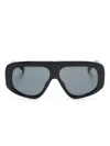 Attico Oversize Rectangular Sunglasses Thick Arms In Black