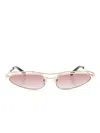 Attico Curved Tips Gold-tone Slim Frame Sunglasses In Gold