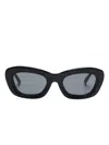 Attico Black Oval Sunglasses In Black