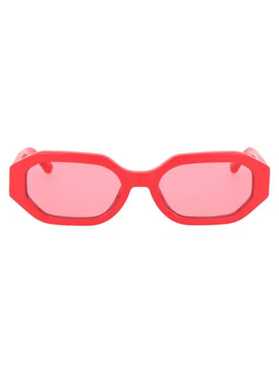 Attico The  Sunglasses In Coral/silver/pink