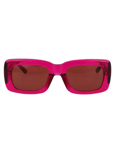 Attico Marfa Squared Acetate Sunglasses In Fuchsia,brown