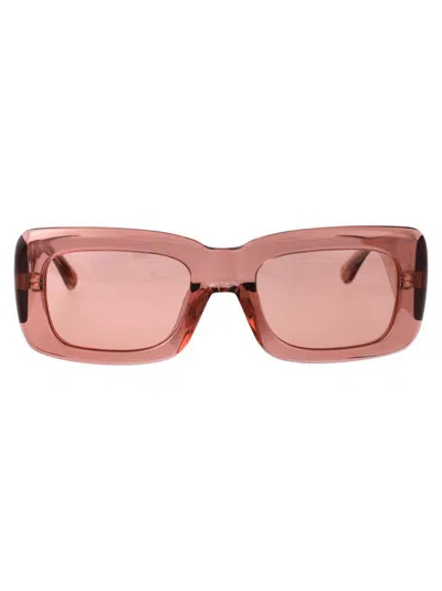 Attico The  Sunglasses In Peach/silver/peach