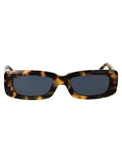 Attico The  Sunglasses In T-shell/gold/blue