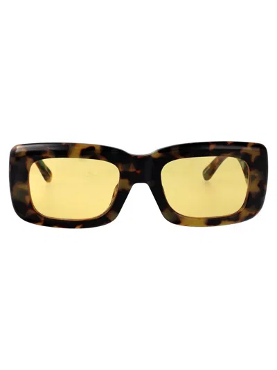 Attico Marfa Squared Acetate Sunglasses In T-shell/silver/yellow