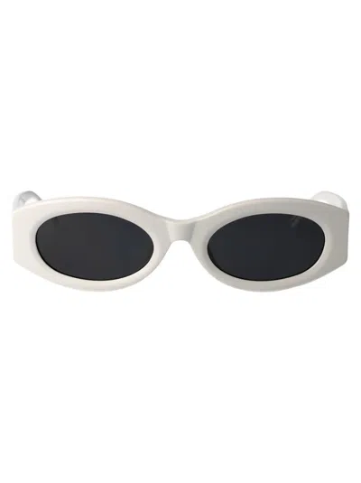 Attico Berta Oval Acetate Sunglasses In White,grey