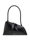 Attico Sunrise Leather Shoulder Bag In Black