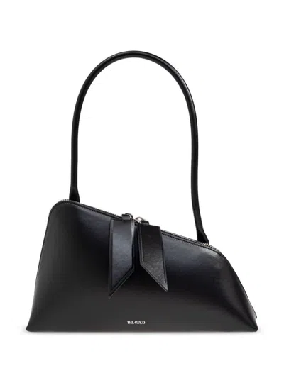 Attico The  Sunrise Shoulder Bag In Calf Leather In Black