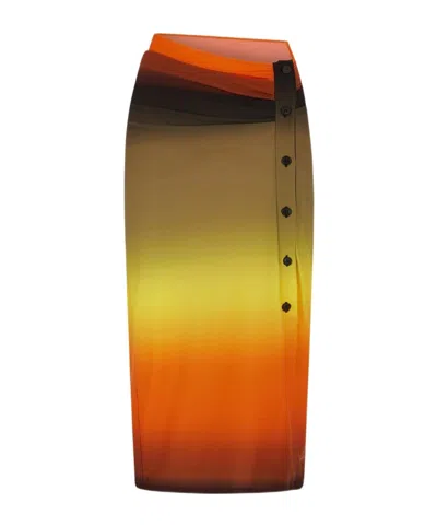 Attico The  Sunset Printed Midi Skirt In Multi