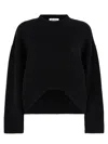 Attico The  Cropped Oversized Black Sweater In Black