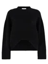 Attico The  Cropped Oversized Black Sweater In Black