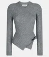 Attico Sweater In Brown Cable Wool Mix Knit In Gray