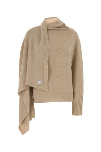 Attico The  Sweater With Scarf In Nude