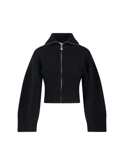 Attico Knitted Cardigan In Black