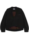 Attico Oversized Sweatshirt With Deep V-neck In Gradient Black In Black Fade/brown