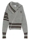 Attico Womens Asymmetric High-neck Knitted Cardigan Melange Grey In Multi