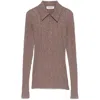 Attico Faded Mud Long Sleeve Vertical Striped T-shirt In Multicolor