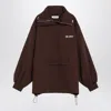 Attico Brown Double American Fleece Anorak Sweatshirt In Brown
